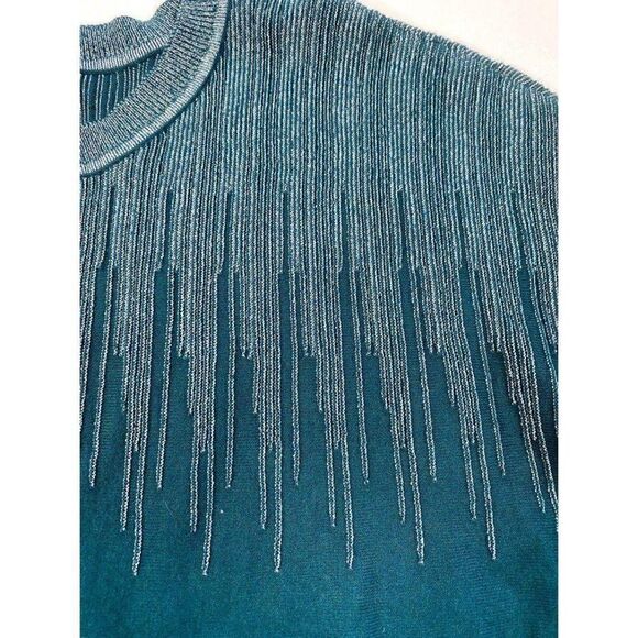 Alfani Sweater Top S Teal Green Metallic-Sparkle‎ - Picture 2 of 7
